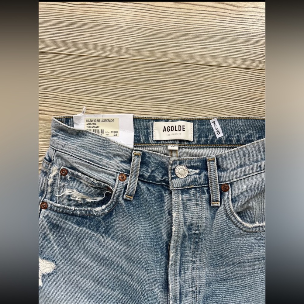 AGOLDE 90s Mid Rise Straight Leg Jeans In Threadbare In Blue! - Picture 2 of 6